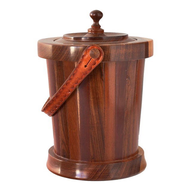Hand-Made Midcentury Modern Wood Ice Bucket For Sale