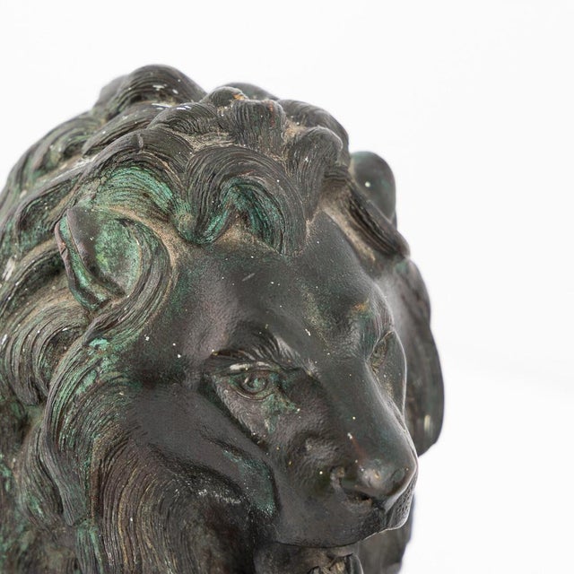 19th Century Victorian Verdigris Patinated Bronze Trafalgar Lions, 1870, Set of 2 For Sale - Image 6 of 18