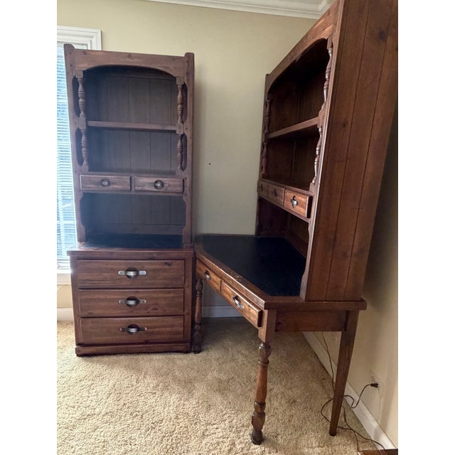 Beautiful Vintage Young & Hinkle "Ship Ahoy" collection solid wood modular desk and hutch set. Items purchased in the...