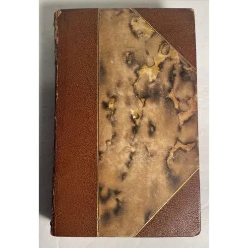 Antique French Leather Books - Decorative Marbled Covers - Set of 3 For Sale - Image 9 of 11