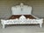 Description: Italian Rococo Style Shabby Chic Distressed King Size Bed Frame. Normal Age Wear, Side rails hook together...