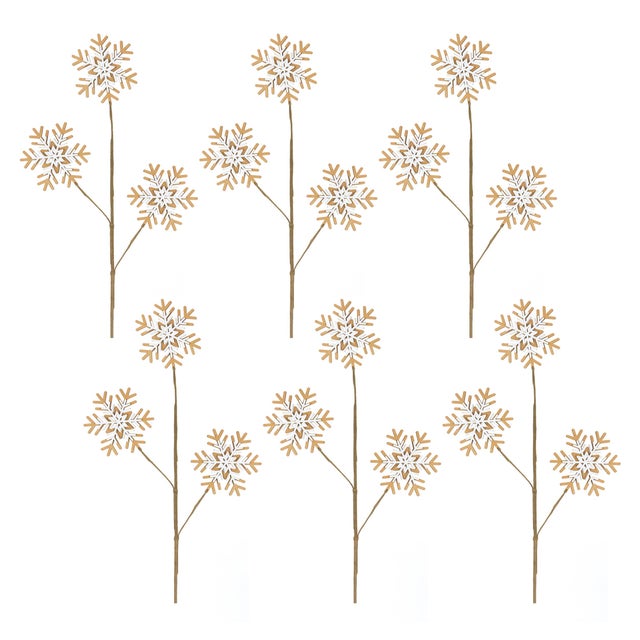 Contemporary Wood Snowflake Spray (Set of 6) For Sale - Image 3 of 3
