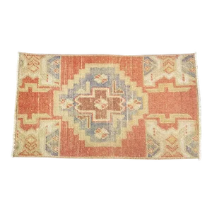 1950s Orange & Blue Oushak Rug