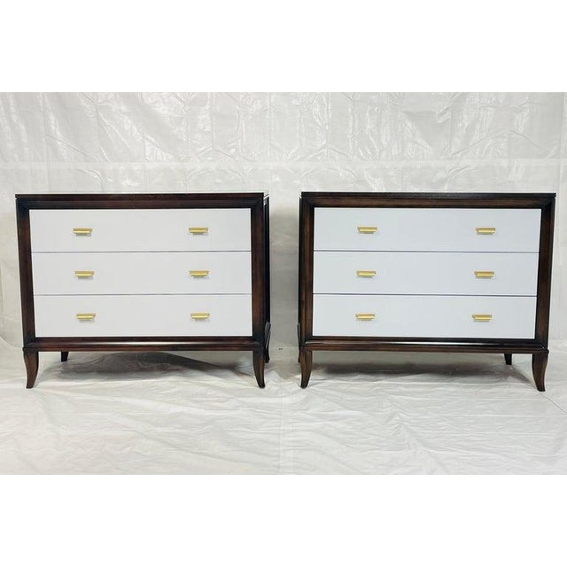 2010s Pair of 3 Drawer Bachelor Chests With Brass Hardware by Century Furniture For Sale - Image 5 of 18