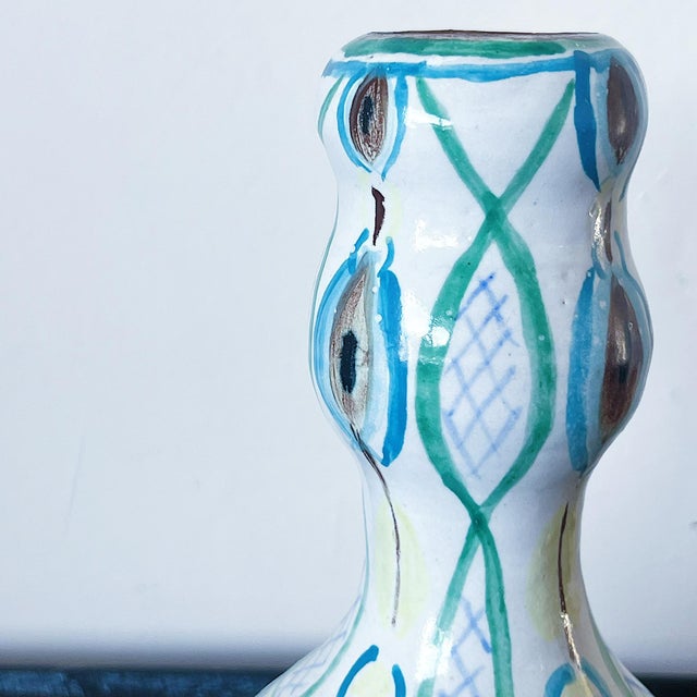 Mid 20th Century MId-Century Hand-Thrown Pottery Vase With Glazed Design, Signed For Sale - Image 5 of 7