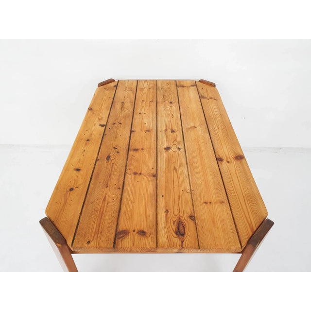 Wood Pinewood Dining Table attributed to Ate van Apeldoorn, Netherlands, 1970s For Sale - Image 7 of 12