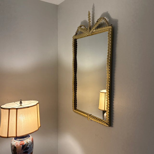 Gold Leaf Mirror Neoclassical Empire Metal Laurel Leaves For Sale - Image 11 of 11