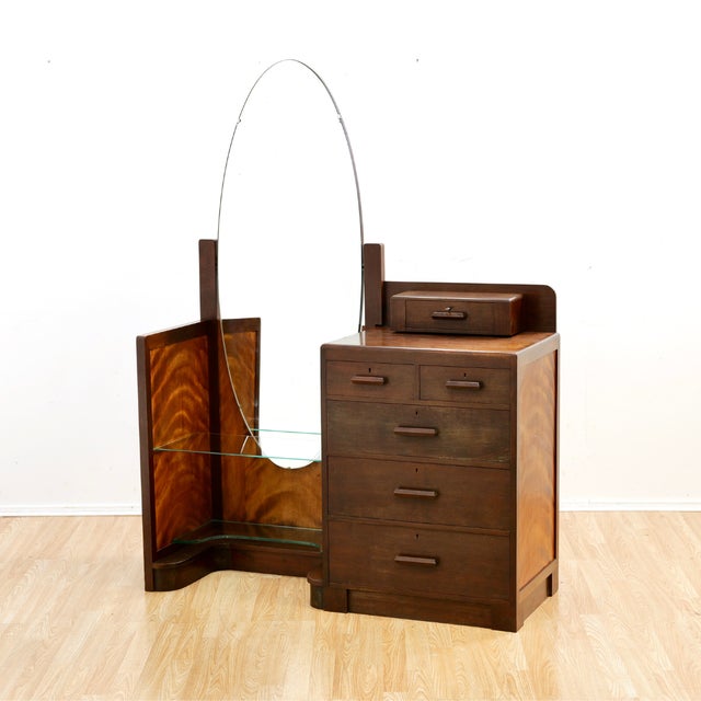 Wood 1930s British Made Art Deco Vanity Dresser For Sale - Image 7 of 12