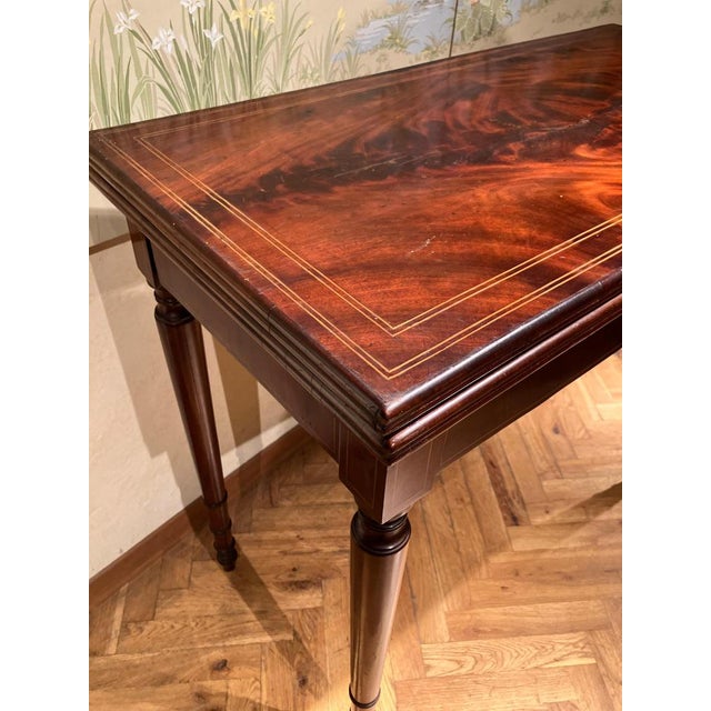18th Century Italian Mahogany & Maple Inlaid Consoles or Folding Game Tables, Set of 2 For Sale - Image 11 of 18