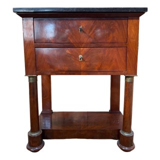 Empire Side Table in Walnut and Black Marble For Sale