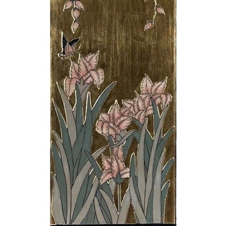 Wood Vintage Chinese Chinoiserie Gilt Wood Wall Panels Panoramic Wisteria and Iris Floral Scene Set of Four For Sale - Image 7 of 18