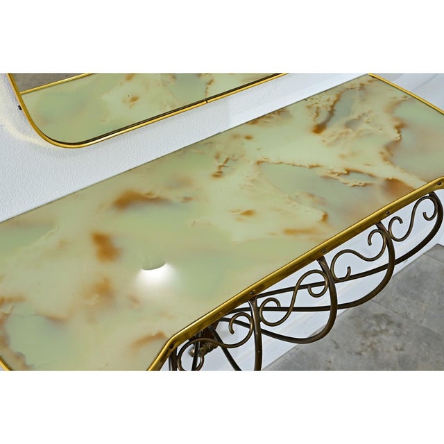 Mid 20th Century French Mid Century Mirror and Console Set For Sale - Image 5 of 17