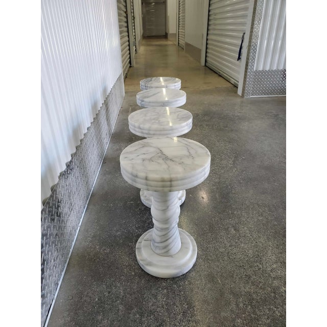 1960s Vintage Italian Carrera Marble Garden Stools- Set of 4 For Sale In Miami - Image 6 of 12