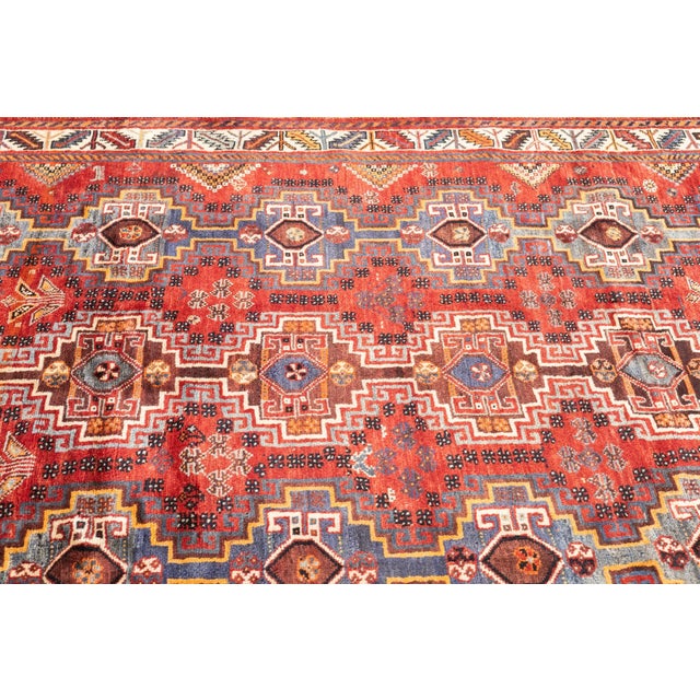 Vintage Hand-Knotted Persian Qashqai Rug 5'9" X 8'5" For Sale - Image 11 of 16