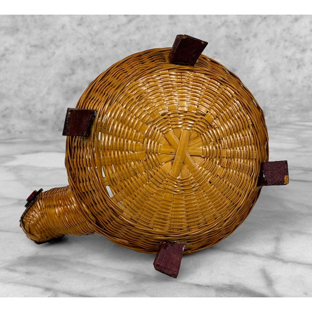 Brown Vintage Boho Natural Wicker Figural Turtle Planter For Sale - Image 8 of 8