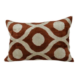 Silk Uzbek Ikat Velvet Hand Made Pillow Cushion For Sale