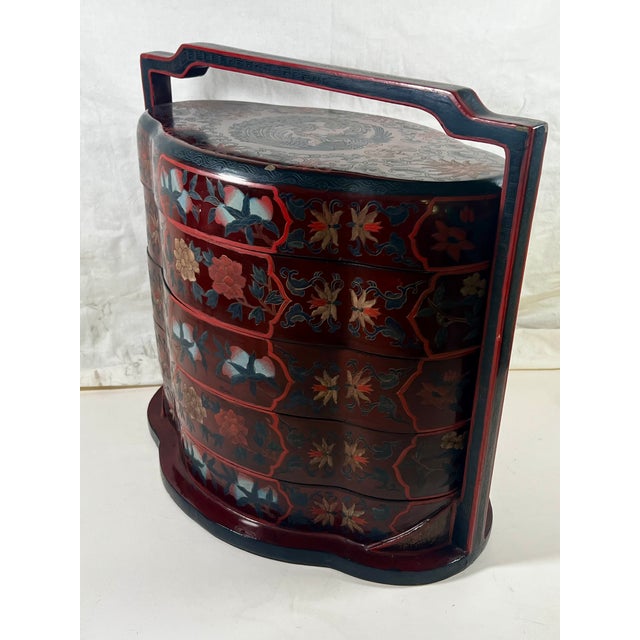Antique Chinese 5-Tier Stacking Wedding Box For Sale - Image 11 of 14