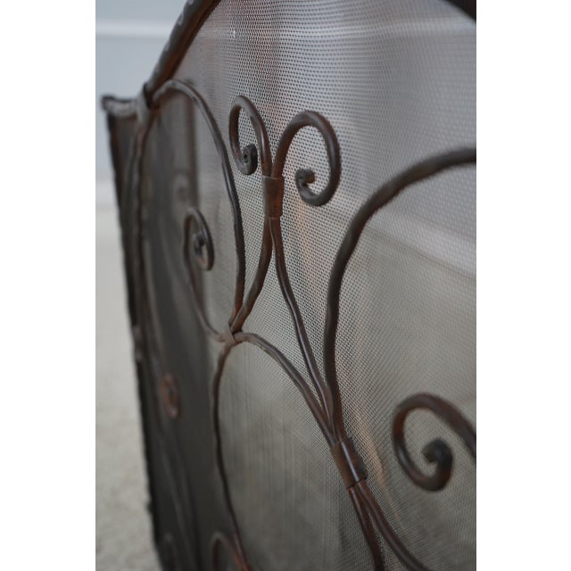 Jan Barboglio Quality Wrought Iron Trifold Fireplace Screen For Sale - Image 10 of 12
