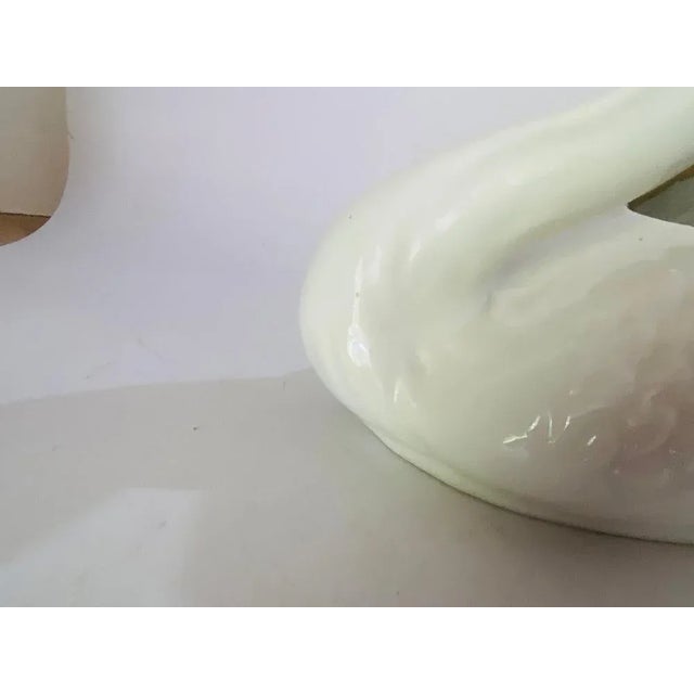 Vide Poche Swan Sculpture Shaped in Porcelain, Italy, 1970s For Sale - Image 6 of 12