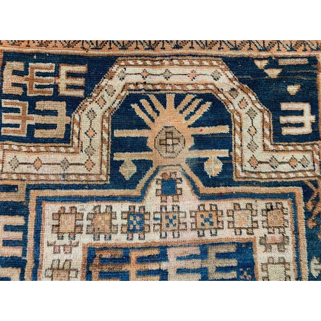 1950s Vintage Blue & Rust Dagestan Kazak Rug For Sale - Image 5 of 9
