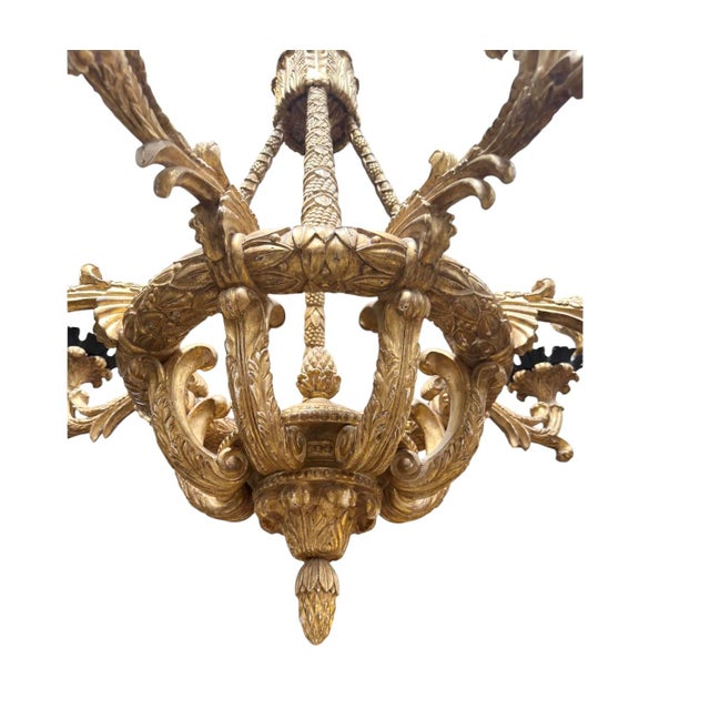Paul Ferrante 18c Style Medici Italian Giltwood Chandelier For Sale In Los Angeles - Image 6 of 6