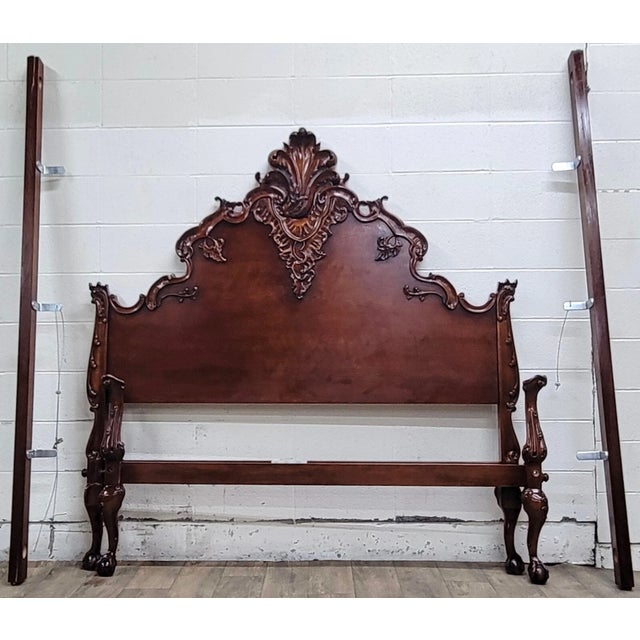 This is a stunning Henredon for Ralph Lauren Hudson Chippendale style Baroque mahogany full-size bed. Features ornate and...