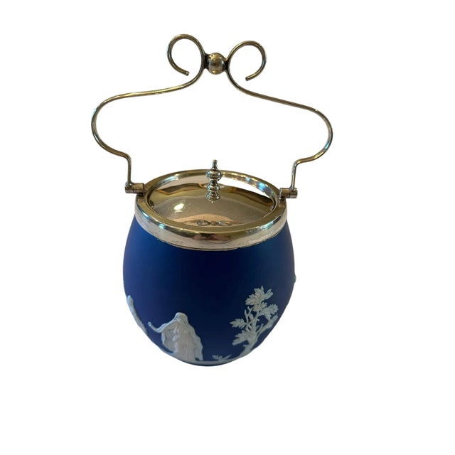 Late 19th Century Wedgwood Jasperware Cobalt and White Ice Bucket With Lid For Sale - Image 10 of 12