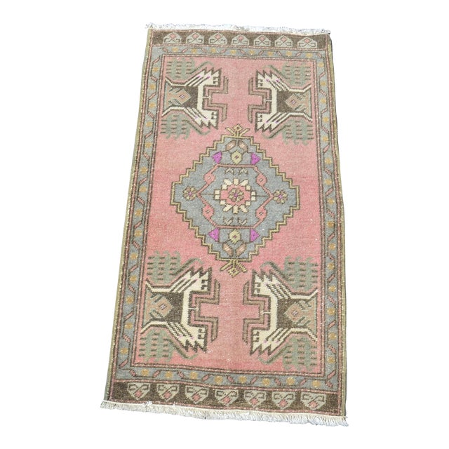 Handmade Vintage Boho Chic Oushak Rug For Sale