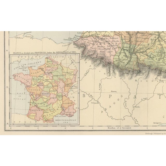 Antique Map of France, 1884 For Sale - Image 4 of 10