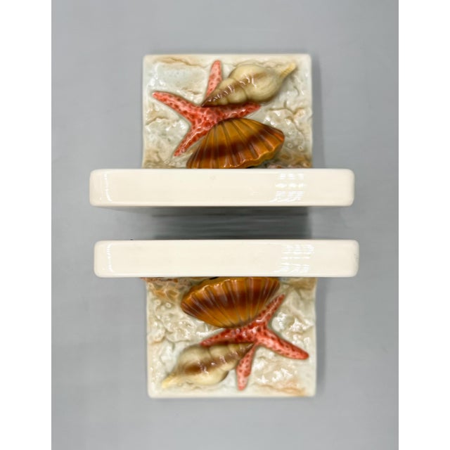 Ceramic Vintage Otagiri Japan Ceramic Seashell & Starfish Bookends — Coastal / Nautical For Sale - Image 7 of 11