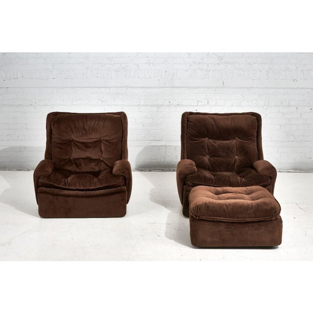 Mid-Century Modern Orchidee Lounge Chairs and Ottoman by Michel Cadestin for Airborne, France 1968 For Sale - Image 3 of 12