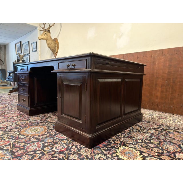 Large English Partner Desk For Sale - Image 6 of 18