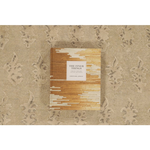 Textile Contemporary Block Print Floral Beige Natural Silk Rug by Rug & Kilim, India For Sale - Image 7 of 7