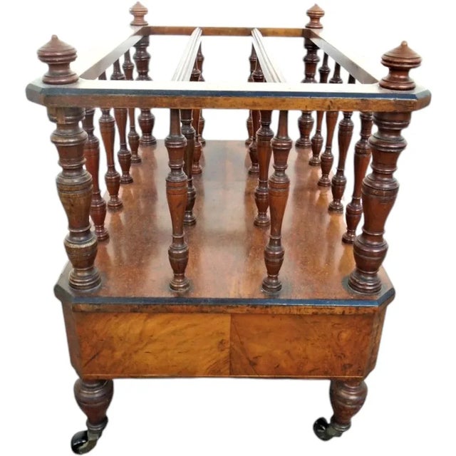 Mid 19th Century Mid 19th Century Vintage English Walnut Victorian Magazine Rack For Sale - Image 5 of 6