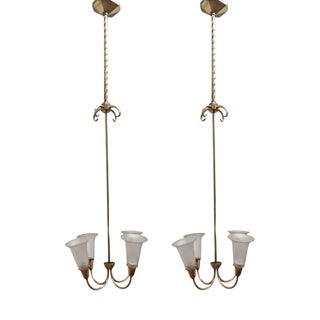 Vintage Pendant Lamps, 1940s, Set of 2 For Sale
