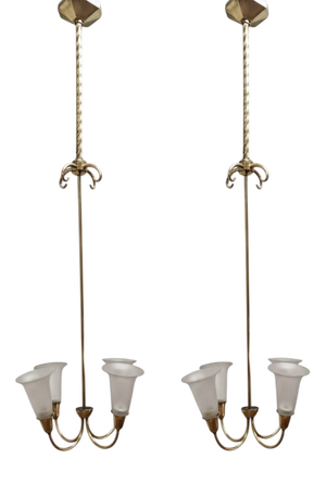 Vintage Pendant Lamps, 1940s, Set of 2