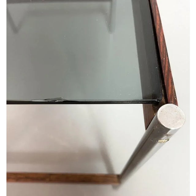 Wood Dutch Nesting Tables in Smoked Glass Top, Wenge & Chrome from Fristho, 1960s, Set of 2 For Sale - Image 7 of 9