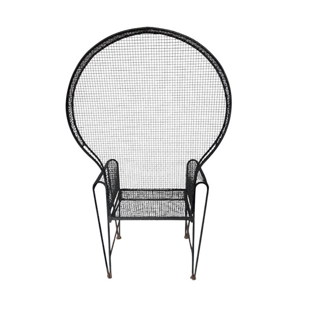 Mid 20th Century Russell Woodard Canopy Chair Sculptura Balloon High Back Wrought Iron Outdoor Patio Furniture For Sale - Image 5 of 12