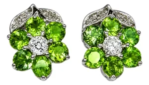 Late 20th Century 14K White Gold Alexandrite Diamond Floral Stud Earrings, Pair