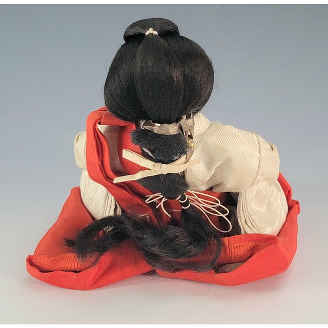 Early 20th Century Antique Japanese Hina Matsuri Court Lady Doll Gofun Silk Kimono 5.5” For Sale - Image 5 of 18