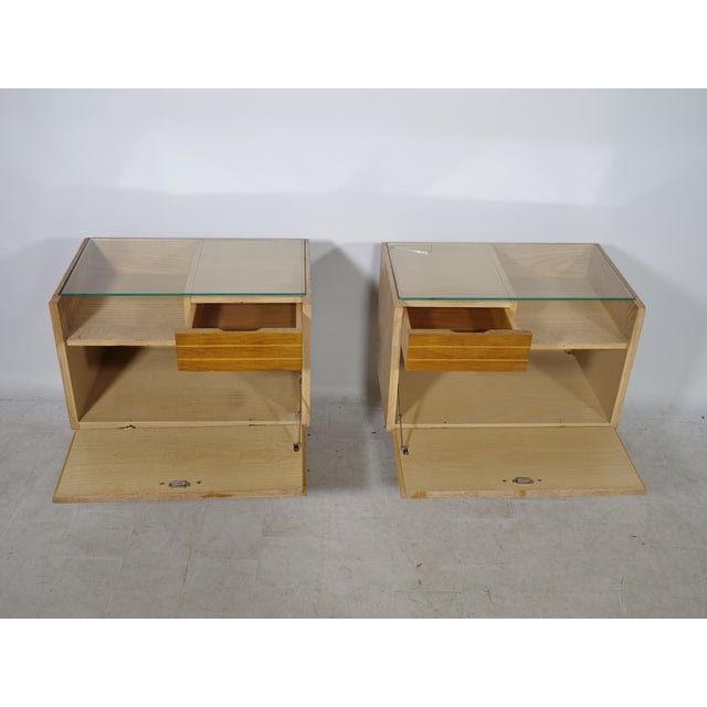 Mid-Century Wooden Nightstands with Metal Legs, 1960s, Set of 2 For Sale - Image 6 of 14