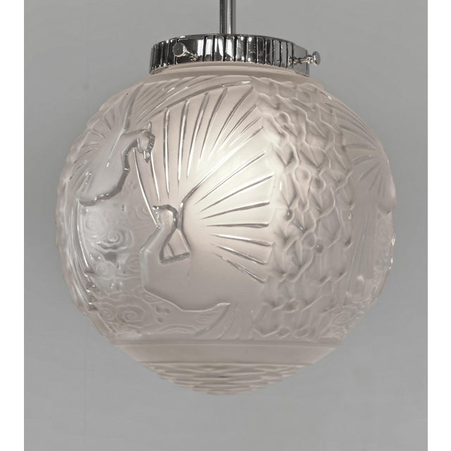 French Art Deco Pendant Light by Muller Freres 1930s - 3 Available For Sale - Image 9 of 14