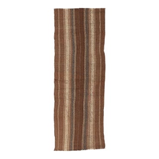 Striped Vintage Brown Kilim Runner - 2`6″ X 6`9″ Ft. For Sale