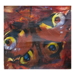 1990s Abstract Butterfly Oil Painting, Avant-Garde Expressionism, Ukrainian Artist 90-94