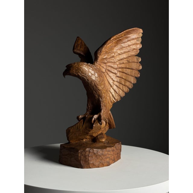 Black Forest Carved Wood Eagle Figurine For Sale - Image 3 of 13