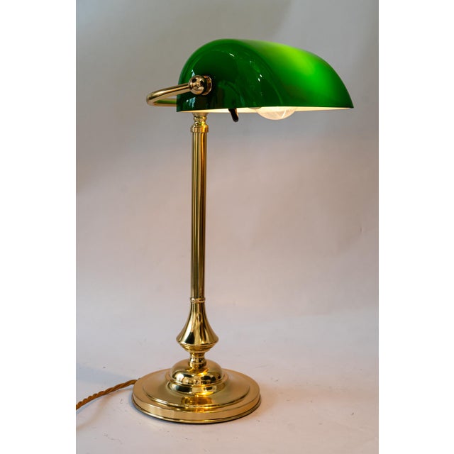 Banker Table Lamp with Glass Shade, Vienna, 1920s For Sale - Image 12 of 17