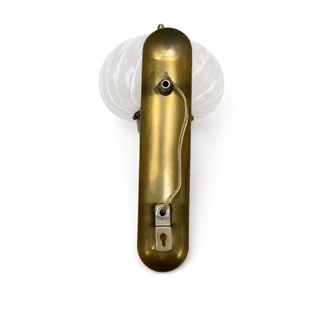 Mid-Century Italian Brass and Murano Swirl Glass Sconce by Vetreria Lag, 1970s For Sale - Image 11 of 15