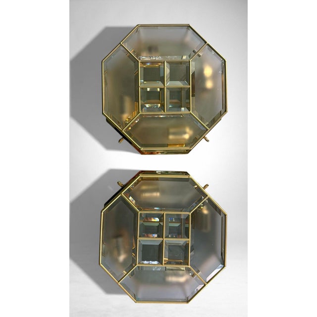 Mid-Century Modern Mid 20th Century Italian Mid-Century Modern Brass and Satin Glass Ceiling Lights - a Pair For Sale - Image 3 of 16