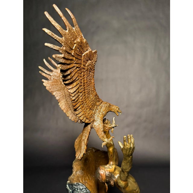 Figurative 1980s Bronze Sculpture "The Spirit (Eagle Catcher)" By Wally Shoop For Sale - Image 3 of 9
