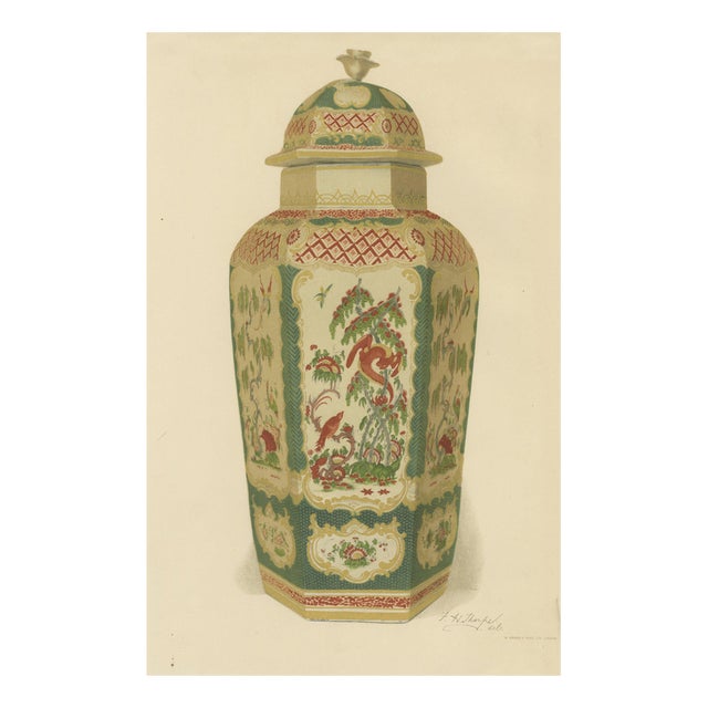 J. H. Thorpe, Worcester Porcelain Covered Vase with Phoenix, 1910, Chromolithograph on Paper For Sale